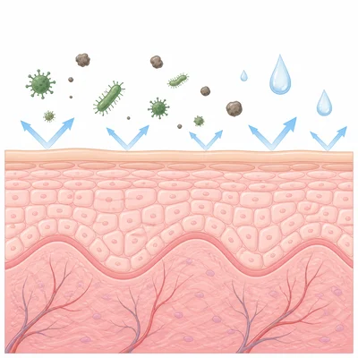 Thin outer epidermis layer blocking germs and particles.