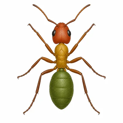 An insect body plan with three distinct body sections, antennae, and six legs.