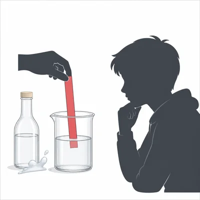 Red litmus paper staying red when dipped into vinegar.
