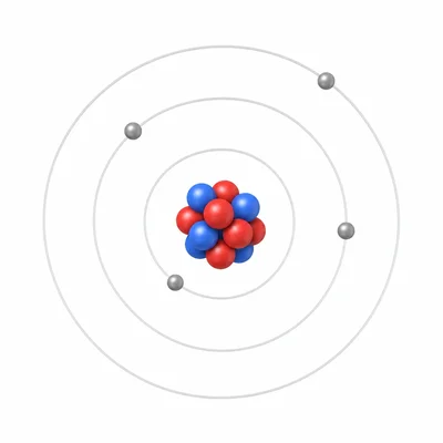 Simple atom model with nucleus, electrons, and orbit paths.