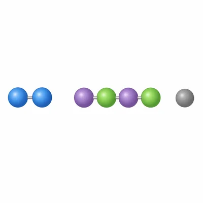 Three particle models: bonded identical pair, alternating crystal fragment, and single atom.