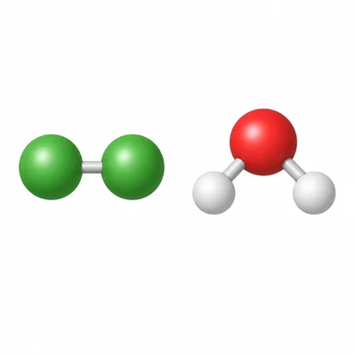 One molecule with identical atoms and one molecule with different atoms.