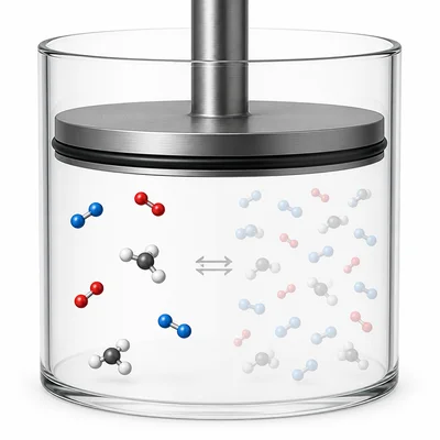 Compression favors the side of a gas equilibrium with fewer gas particles.