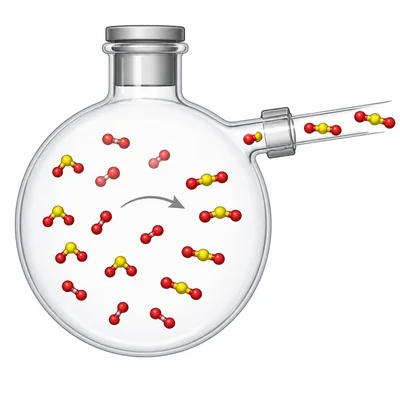 Product gas is removed from a reaction vessel, causing more product to form.