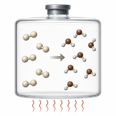 Heating a gas equilibrium favors formation of brown nitrogen dioxide molecules.