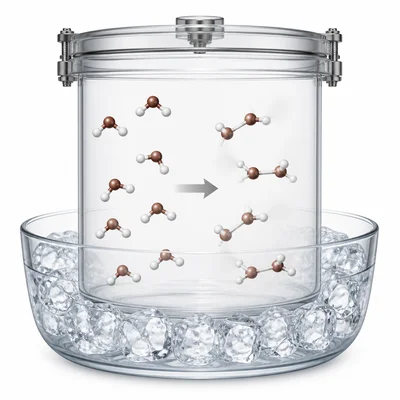 Cooling a gas equilibrium favors formation of pale dimer molecules.