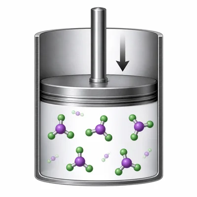 A compressed gas equilibrium shifts toward the side with fewer gas particles.