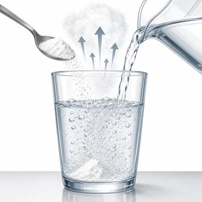 Baking soda and vinegar bubbling in a cup and releasing gas.