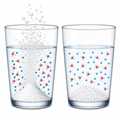 A bubbling reaction compared with sugar dissolving quietly in water.
