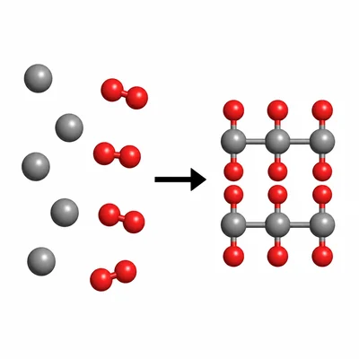 Separate particles combining into one compound structure.
