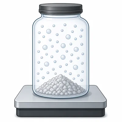 Closed vessel containing both a solid product and trapped gas product.