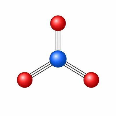 Trigonal planar nitrate ion geometry with three equivalent bonds around a central atom.