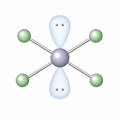 Square planar xenon tetrafluoride with two lone pairs above and below the central atom.