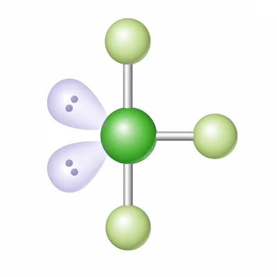 T-shaped chlorine trifluoride geometry with two lone pairs on the central atom.