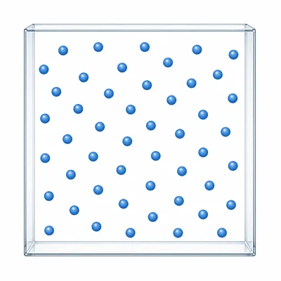 A particle diagram showing identical single atoms spread throughout a container.