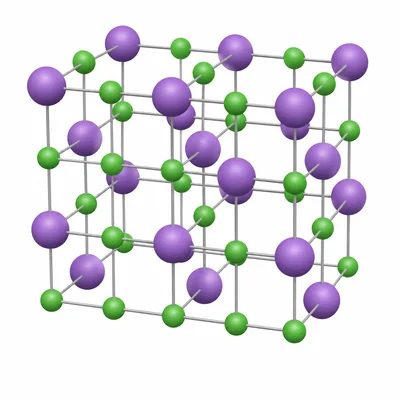 An alternating crystal lattice representing the structure of table salt.