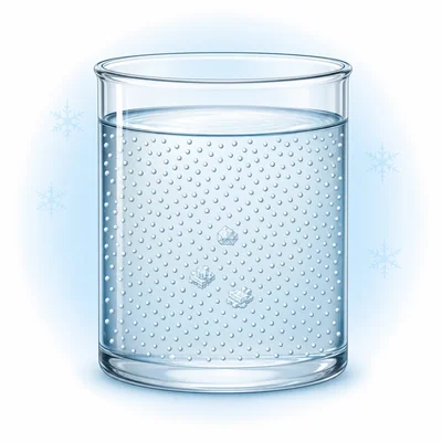 A cooled sugar solution holding extra dissolved sugar with crystals beginning to form.