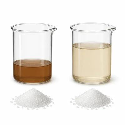 Two sugar-water solutions with the same sugar amount but different water amounts, showing different dilution.