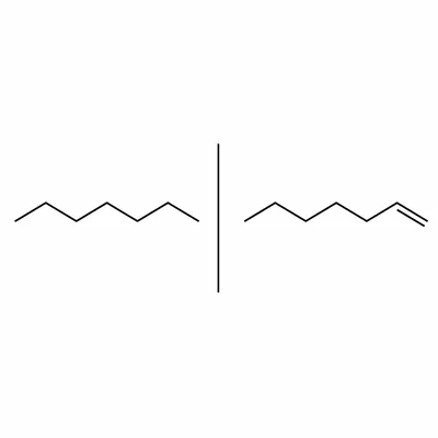 Comparison of a six-carbon alkane with all single bonds and a six-carbon alkene with a terminal double bond.