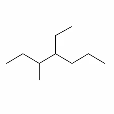 Line-angle structure of a six-carbon chain with methyl and ethyl branches.