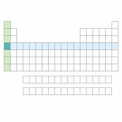 A periodic table grid highlights the element position at period 4 and group 1.