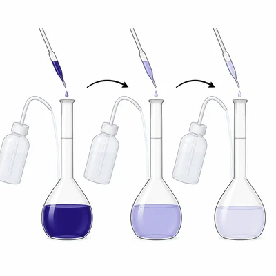 Serial dilution diagram showing dye becoming lighter after two dilution steps.