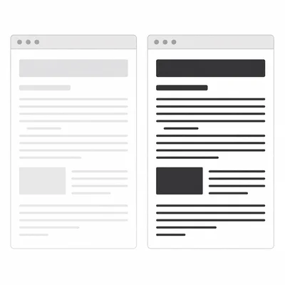 A comparison of low-contrast gray lines and high-contrast dark lines on white webpage panels.