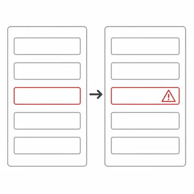 A form field showing an error with color alone and another with a warning icon added.