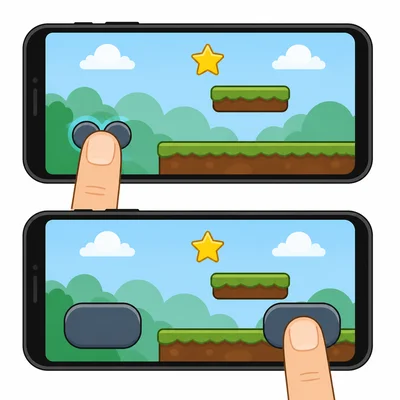 A phone screen comparing tiny close buttons with larger, well-spaced buttons.