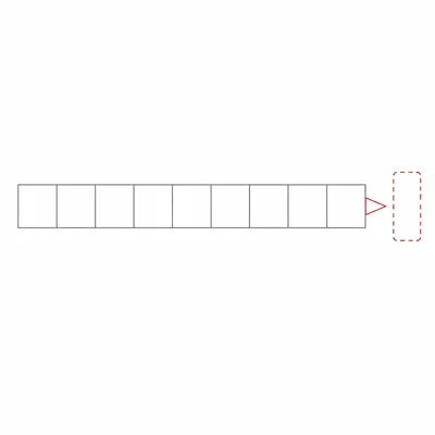 A pointer tries to access beyond the end of a ten-cell list.