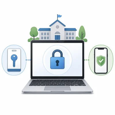 A laptop login can be unlocked using either a credential card or a phone code.