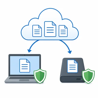 Files in the cloud are also copied to a separate backup location.