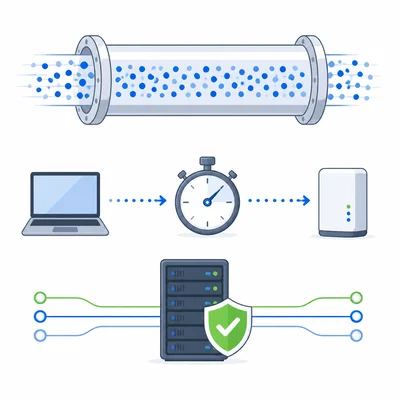 Visual symbols for bandwidth, latency, and uptime.