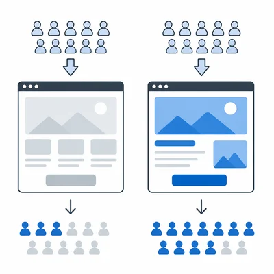 Two website designs compared, with the second showing more sign-ups.