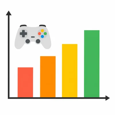 Four bars increase evenly next to a game controller icon.