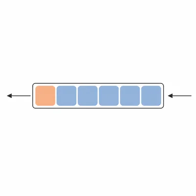 Diagram of a queue with items entering at the back and leaving at the front.