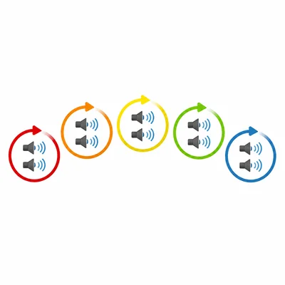 Five repeated loop symbols each contain two speaker icons, showing the sound plays twice per loop.