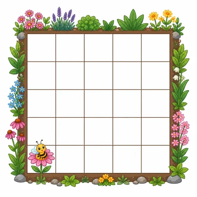 Bee on a flower in a grid, facing upward.