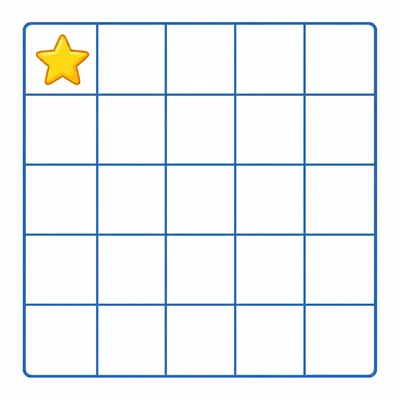 A blank grid with a star marking the starting square.
