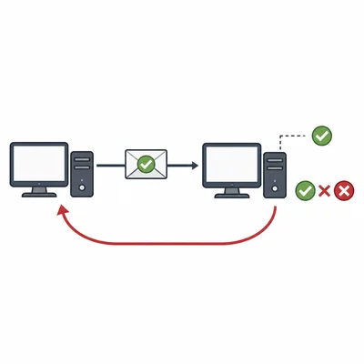 A receiver detects an error-check mismatch and requests the packet again.