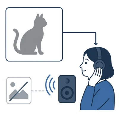 A screen reader helping a person understand an image description.