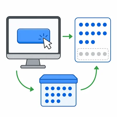 A button click updates a stored count and a visual counter on a web page.