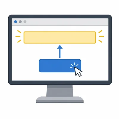 A button click updates a heading area on a web page.