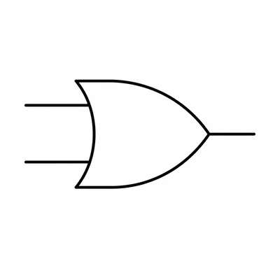 Two-input OR gate symbol with input and output wires.