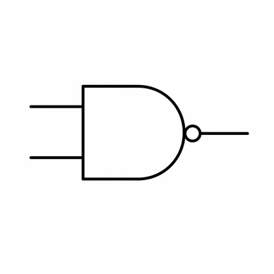 Two-input NAND gate symbol with an output inversion bubble.