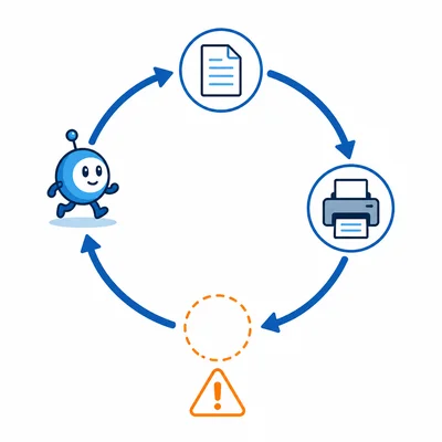 Diagram of an endless loop caused by a missing update step.