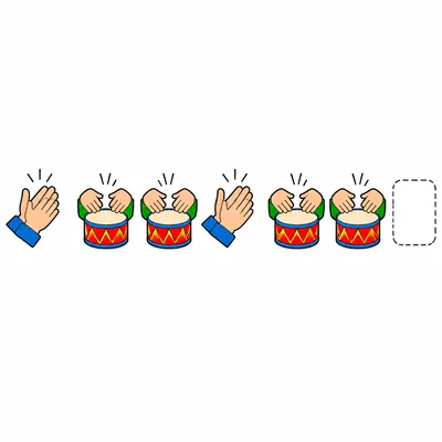 A clap, tap, tap action pattern with a blank spot.