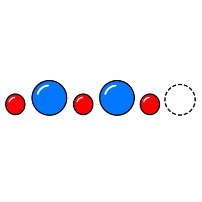 A small and big ball pattern with a blank spot at the end.