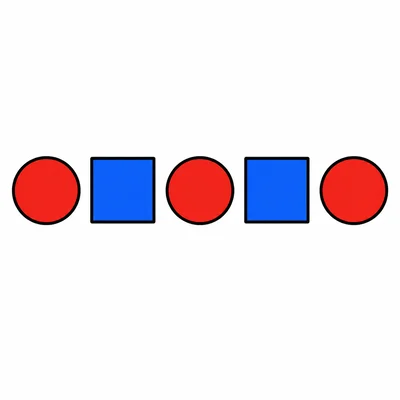 An example repeating pattern with red circles and blue squares.
