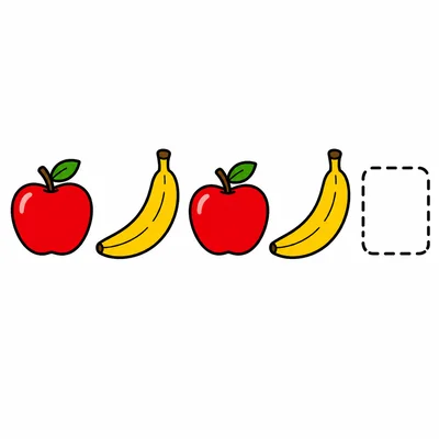 An apple and banana pattern with a blank spot at the end.